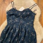 Patrons of Peace  Maxi Dress Size Large Navy Blue Floral Spaghetti Strap Flowy Photo 1