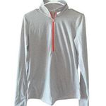 Under Armour Athletic Pullover Women Size Small Heat Gear 3/4 Zip Gray Stripes Photo 0