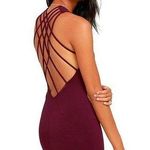 Lulus  Forever Fierce Burgandy Red Bodycon Mini Dress Strappy Back M Photo 0