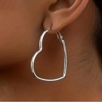 Silver Gold Heart Hoop Earrings 2 pack NEW Photo 1
