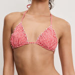Good American Gingham Lattice Edge Bikini Top Photo 0