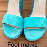Stuart Weitzman Single Island Embellished Rope Turquoise Suede Wedge Sandals 8.5 Photo 12