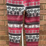 Eye Candy Fleece Warm Leggings Winter Womens Size Medium Red Black Gray Reindeer Photo 0