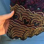 Papell Boutique  Burgundy and Gold Embroidered Blouse Photo 4