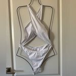 Kaei&Shi One Piece Swimsuit Women Cut Out Criss Cross Thong Monokini White L Size L Photo 1