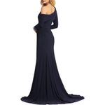 Mac Duggal NEW NWT  One Shoulder Long Sleeve Jersey Gown In Midnight Navy Photo 1