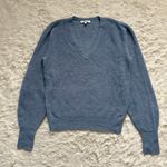 Madewell Sweater Alpaca-Blend Deep V-Neck Long Sleeve Hthr Blue Jeans M Photo 3