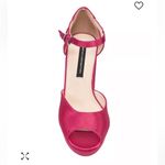 French Connection Women's Platform Peep Toe Pumps NEW Bright pink satin Size 11 Photo 1