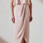 Shona joy Luxe Frill textured satin dress in porcelain colorway NEW 2 Photo 0