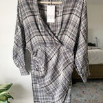 ZARA  Satin Effect Plaid Long Sleeve Mini Dress Photo 0
