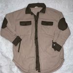 La Miel Brown & Tan Shacket Sweater Flannel Style Small oversized w/ elbow patch Size L Photo 1