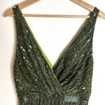 Mac Duggal  Bead Sequin embellished A-Line Gown in olive Green size 8 style 5219 Photo 3