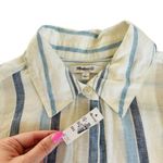 Madewell Linen Easy Y-Neck Button Up Shirt in Blue Mixed Stripe Women’s Small Photo 2