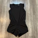 ALBION FIT Albion‎ Black Ruffle Sleeve Romper Drawstring Waist XS Photo 2