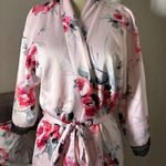 Apt. 9  Satin Pink and Red Floral Kimono Robe Photo 0