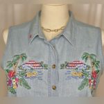 Cabin creek Embroidered Denim Sleeveless Shirt (909) Photo 4