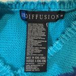 Source Unknown Diffusion Vintage Colorful Embroidered Blue Sweater Photo 2