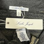 Laila Jayde (XS) Shimmer Stripe Collar Long Sleeve High Low Metallic Knit Top Black Photo 4