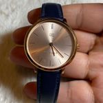 Tommy Hilfiger Rose Gold & Navy Watch - Womens, Leather Needs Battery Photo 1