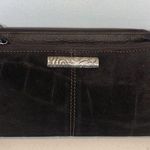 Brighton  Handbag Western Suede Brown Organizer Crossbody Purse Clutch READ Photo 0