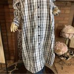 Thrill Jeans BLACK AND WHITE PLAID LONG BUTTON DOWN WITH SIDE SLITS (1X) Photo 9