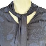 Banana Republic  navy blue floral long sleeve tie front v-neck pullover blouse SP Photo 5