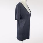 Velvet Navy Slub Cotton Deep V Neck Tee Medium Blue Photo 5