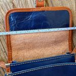 Italian Vera Pelle cross body mini Blue and Tan Photo 3