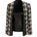 Preston & York Black White Sparkly Wool Tweed Plaid Long Sleeve Button Up Coat Photo 4