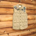 Cinq a Sept Canyon Embellished Cotton Vest Shacket Tan Size XS Photo 3