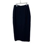 Ellen Tracy Vintage Wool Maxi Skirt Black Front Slit Classic Skirt Size 8P Photo 2