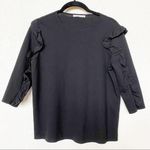 ZARA Cropped Ruffle Sleeve Raw Hem Top Size Small Photo 0
