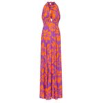 AFRM Nor Purple Orange Hibiscus Tropical Floral Print Hawaiian Halter Maxi Dress Size M Photo 5