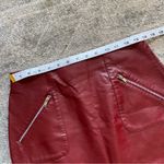 ZARA  Red Vegan Leather Midi Skirt Medium Photo 6