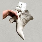 Valentino Garavani Women's Rockstud Leather Ankle Boots Size 37.5 ivory color Photo 2