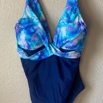 Heat seaside chic missy cross over one piece swimsuit Blue Size XL Photo 0