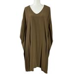 Eileen Fisher LagenLook Tencel Lyocell Kimono Sleeve Kaftan Shift Dress Olive XL Photo 5