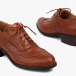 Women Oxford Shoes Wingtips Brogues Saddle Shoes Brown Size 7.5 Photo 0