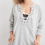 Aerie  Lace Up Oversized Crew Sweatshirt Photo 0