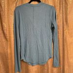 Zenana Outfitters Slate Blue Long Sleeve Waffle Thermal Stretchy Henley XL Photo 1