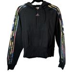 Adidas  Black Sport Sweatshirt‎ Multicolor Accent striped sleeves Size Small Photo 0