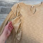 Cato  beige long sleeve ruffle front sweater size large E14 Photo 1