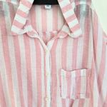 Old Navy White Pink Linen/Cotton Striped Shirt L Photo 1