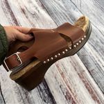 Thakoon Addition Leather Slingback Stud Detail Wood Clog Sandals​​​​ Brown Size 7.5 Photo 2