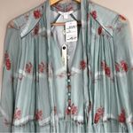 NWT Jonathan Simkhai Womens S Seafoam Floral Irena Rose 100% Silk Dress Tiered Green Photo 2