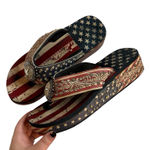 Mountain West Y2K Style Western American Flag Platform Sandals Red Size 10 Photo 0