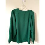 J.Crew Keyhole Long Sleeve Blouse Green Size XXS Petite NEW Photo 2