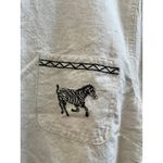 Cabin creek  Linen Blend Zebra Embroidered Button Front Waist Tie Top Large Y2K Photo 5