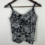 Lands End Black White‎ Floral Tankini Top Womens 8 Underwire Adjustable Straps Photo 0