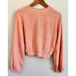 Free People  Shirt‎ Size S Long Sleeve Wrap Blouse Crop Top Pink Photo 4